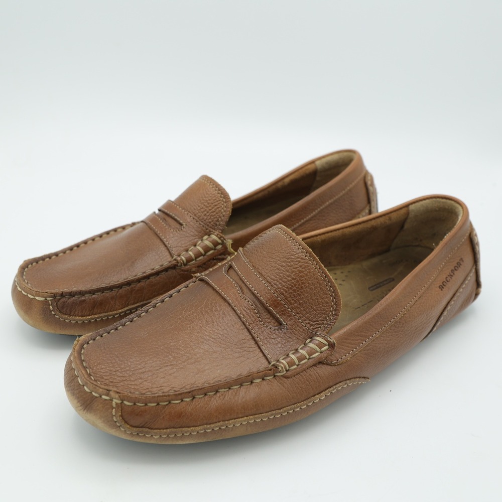 Rockport Mens M76501 Tan Brown Leather Penny Loafer‎ Driving Shoes Size 9.5 W